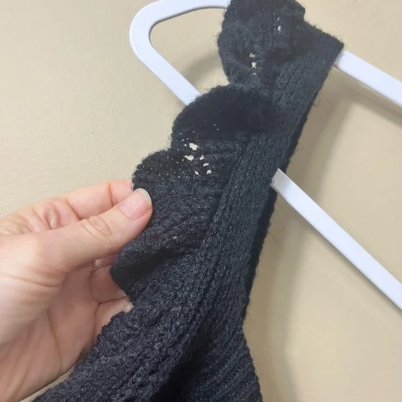 Black‎ Knit Ruffle Sweater Tank Top Size XS-S Boho Cottagecore Romantic - Picture 4 of 8